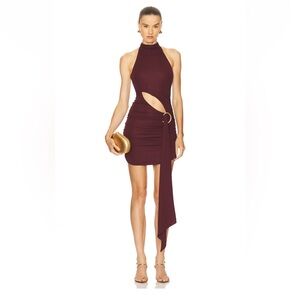 Elegant Burgundy Halter Dress